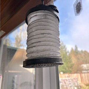 ANTIQUE STUNNING MID EAST EXPANDING COPPER AND CLOTH CANDLE LANTERN